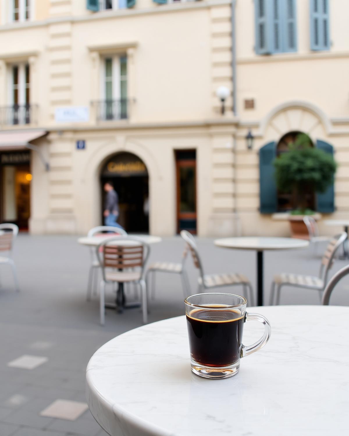 Cafe espresso on a European square